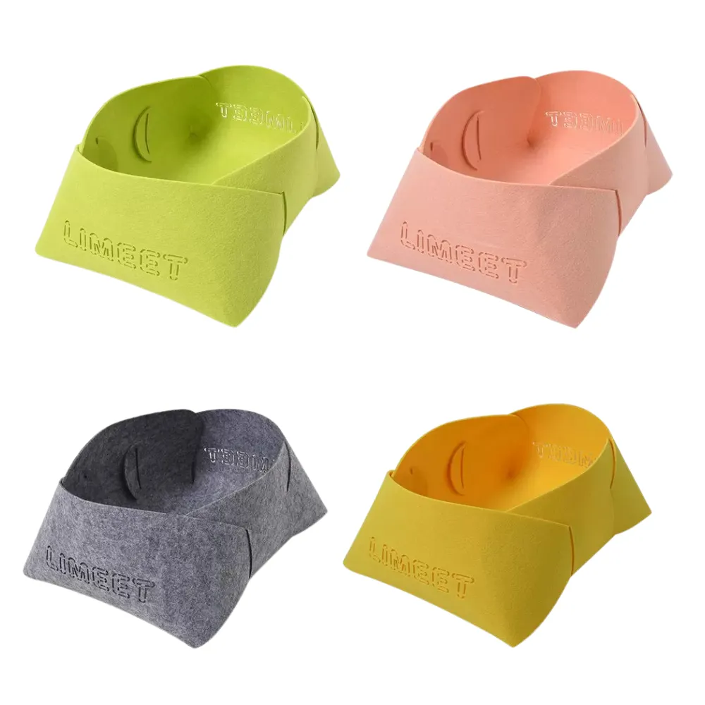 foldable felt cat bed available in green pink grey and yellow colors