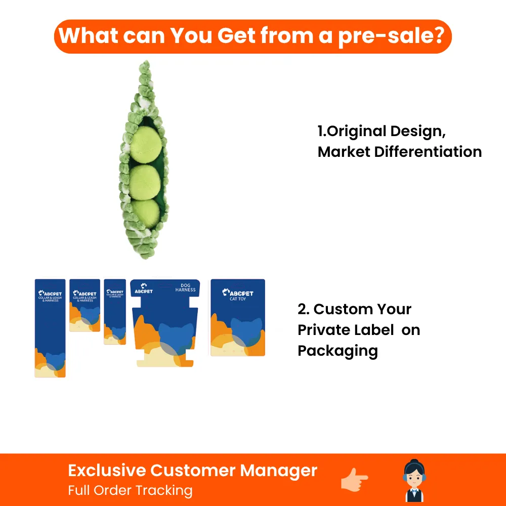 Wholesale pea pod plush dog toy with custom private label packaging options