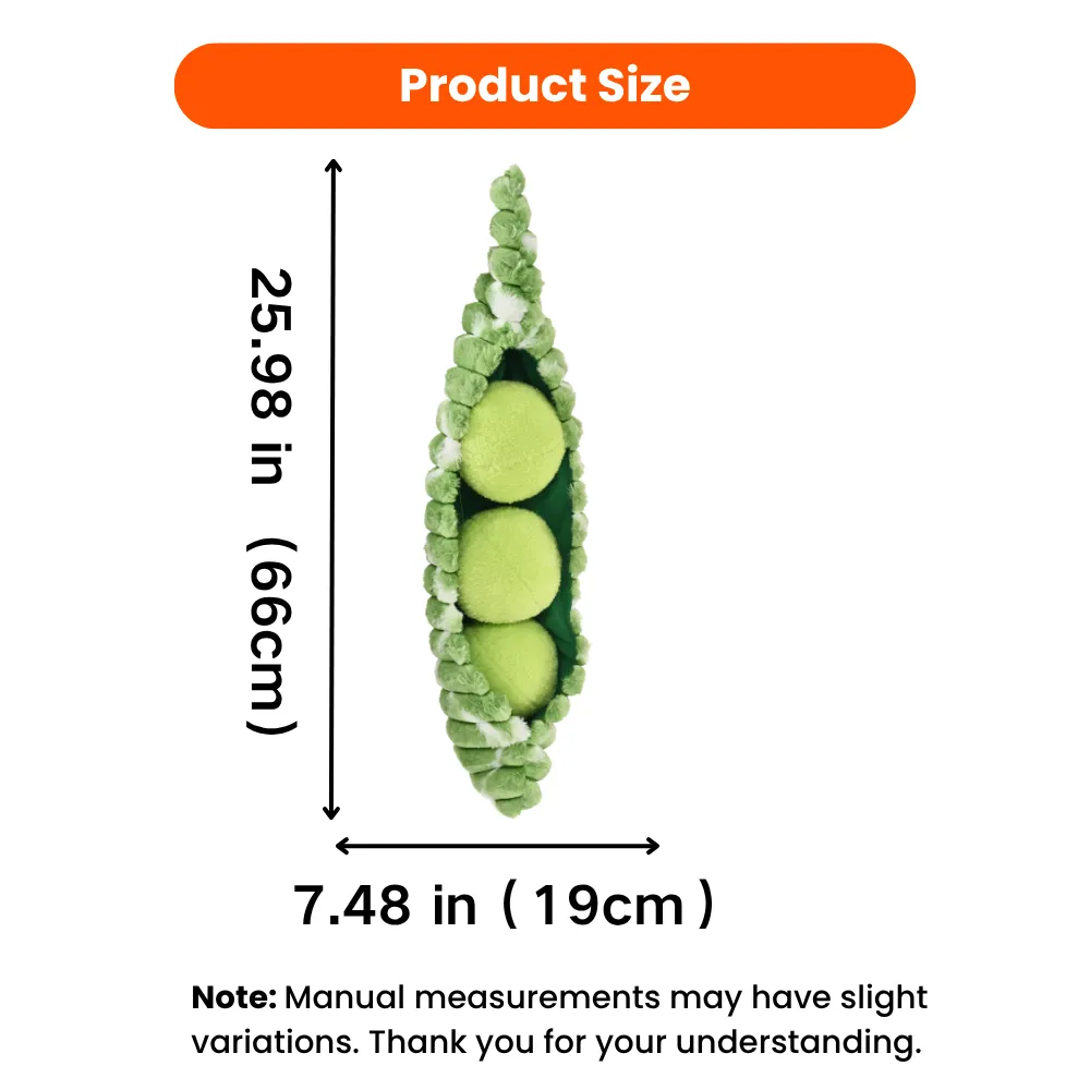 Giant pea pod dog plush toy size 66cm 19cm for large dogs