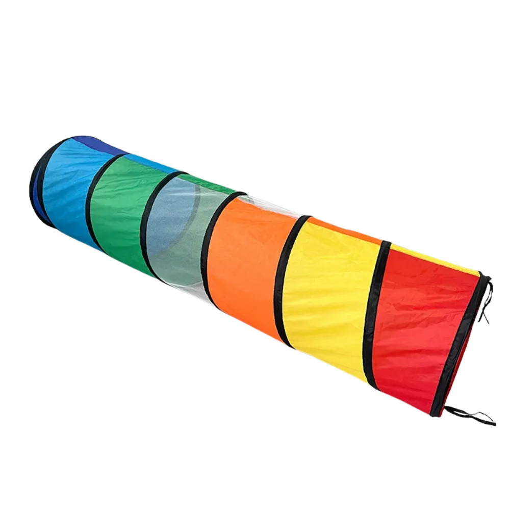 Rainbow Cat Tunnel Toy for Indoor Cats Rainbow cat tunnel toy with colorful sections for indoor cats to play and explore