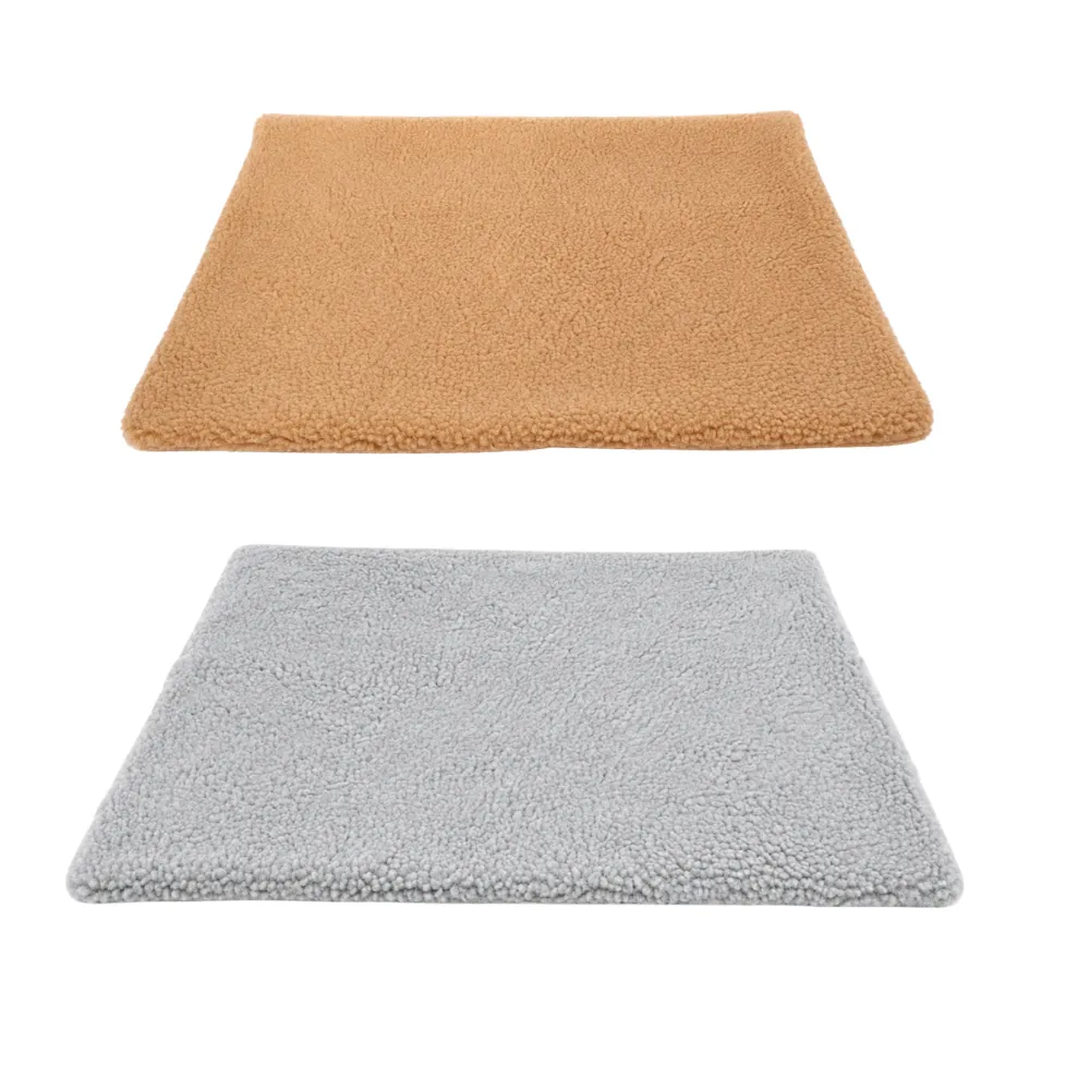Brown and grey pet self-warming mat color options with soft plush surface for cats and dogs