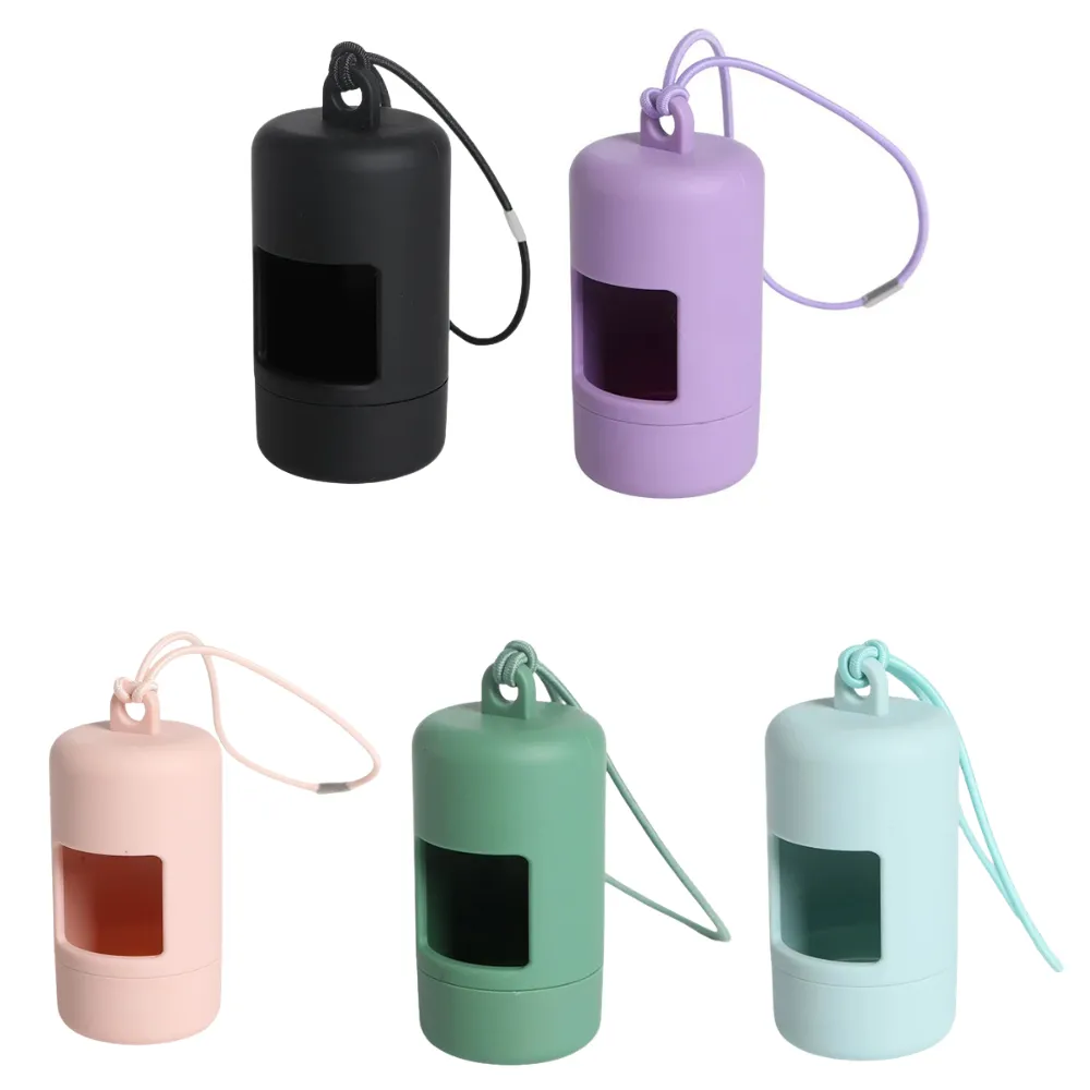 Wholesale dog poop bag holder shown in multiple colors with hanging rope design