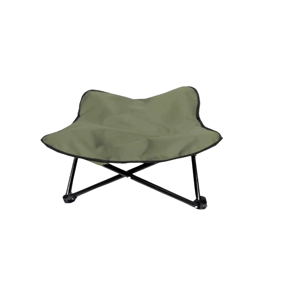 Army Green elevated pet bed with breathable fabric surface and strong support frame
